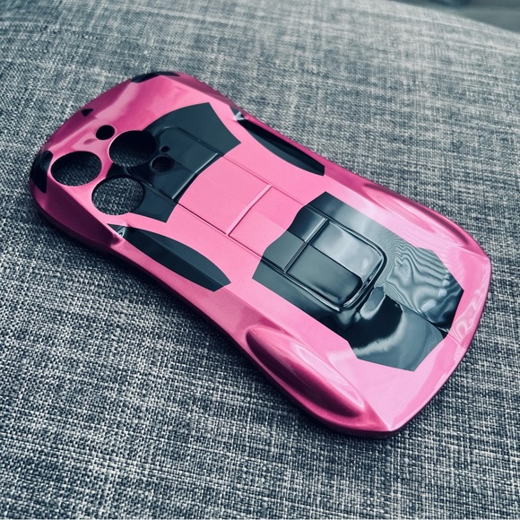 💞New! Hot Pink Luxury Car Styled Phone Case For iPhone 14 Pro - Picture 3 of 6